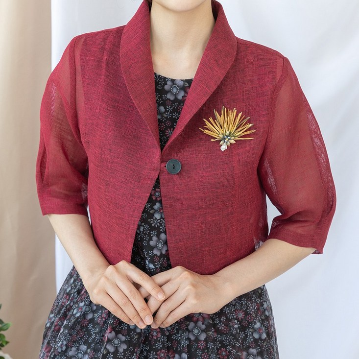 디얼마미 홍색 모시 볼레로 자켓 미시옷 빅사이즈 엄마옷 생활한복 중년 여성 마담 디얼마미 홍색 모시 볼레로 자켓 미시옷 빅사이즈 엄마옷 생활한복 중년 여성 마담