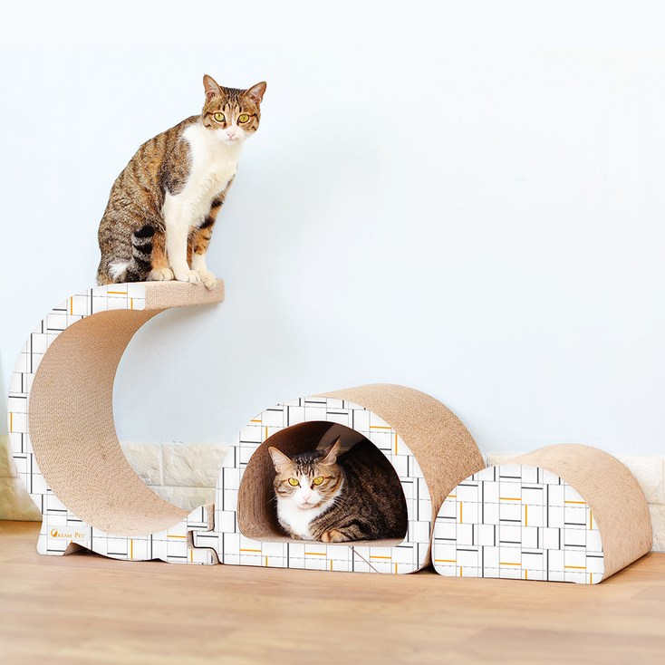 크림펫 고양이 대형 3단분리 고급형 스크래쳐 + 캣닢 하우스형 20230521