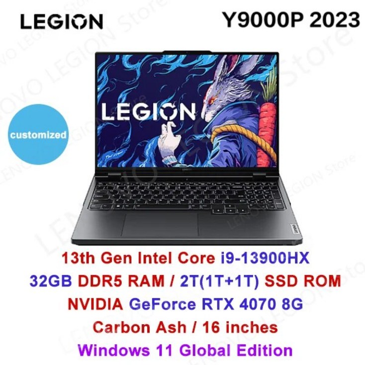 Lenovo Legion 게임용 노트북 2023, 13 번째 인텔 코어 I9-13900HX, 16G, 32G, 3, 4T SSD, RTX4060, 16 인, 한개옵션1, 15 i9 32G 2T RTX 4070