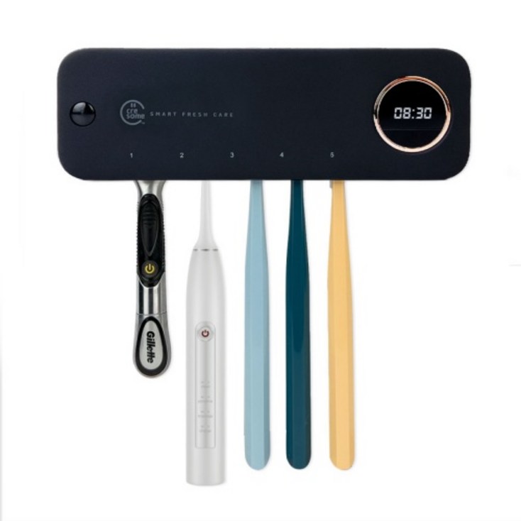 크리썸 가정용 휴대용 무선 UV USB 충전식 벽걸이 건조기 칫솔살균기, CRE-A001, 블랙