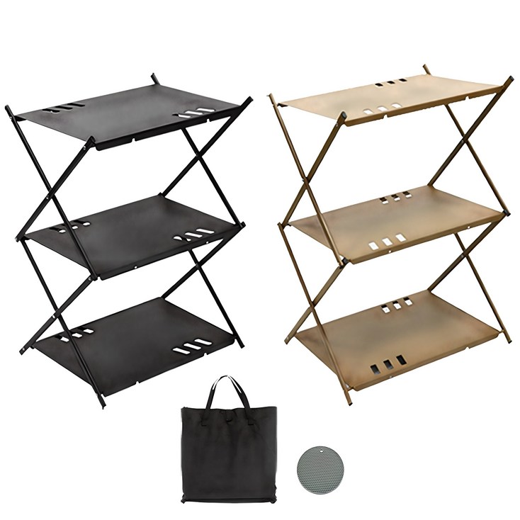 캠핑페이지 캠핑선반 거치대 접이식 3단쉘프