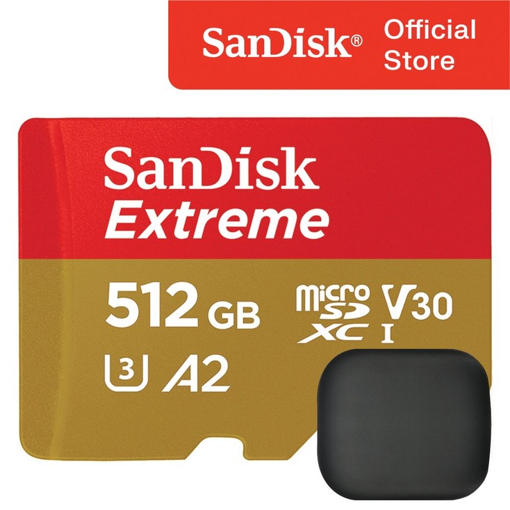 샌디스크 익스트림 마이크로 SD 카드 / 메모리 보관 케이스, 512GB - 투데이밈