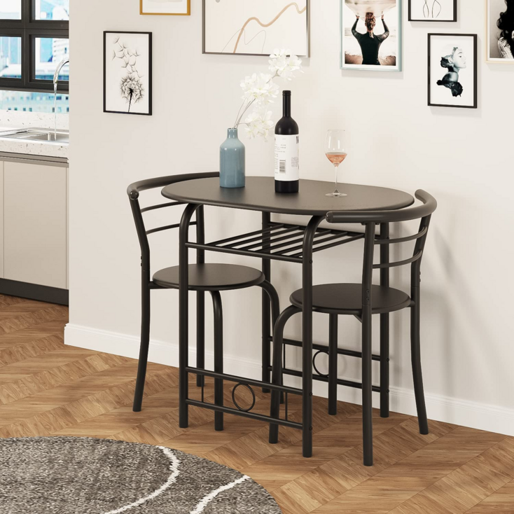 Homall 2인용 커플 식탁 세트 의자2개+테이블1개입 직접조립, 블랙 - 투데이밈