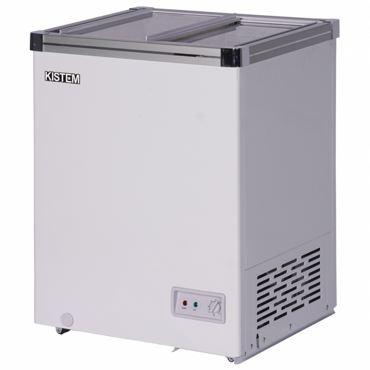 소형 아이스크림냉동고 100L 키스템 유리 KISSD10F 마트 카페 축제 학원 고기집 식자재 건어물 제철생선 유리슬라이드, KISSD10F, 단일색상