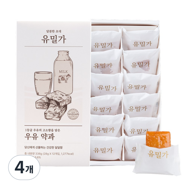 유밀가 수제 우유 약과 12개입, 360g, 4개