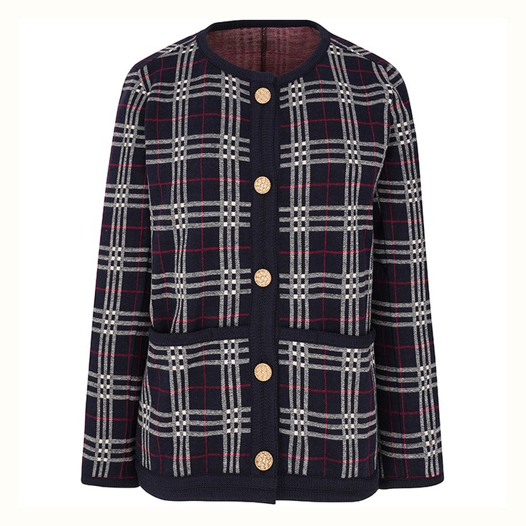 크로커다일 레이디 여성용 체크 라운드 가디건 CLCWTS115
