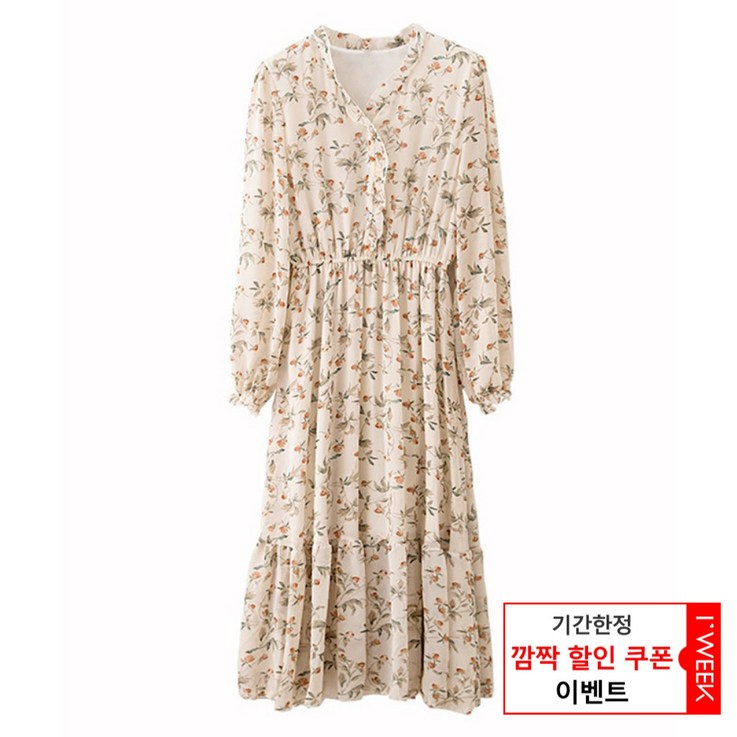 아이위크 24년 봄 가을 신상 쉬폰 원피스 상큼한 플라워 빈티지 아이위크 24년 봄 가을 신상 쉬폰 원피스 상큼한 플라워 빈티지