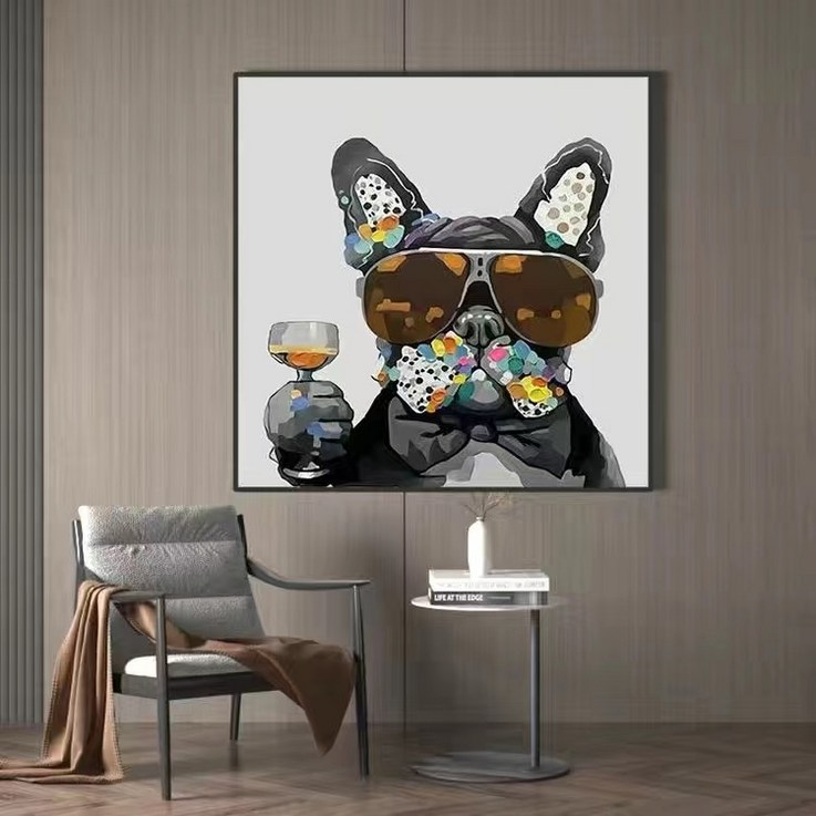 인테리어 불독 그림액자 벽장식 돈들어오는그림 집들이 개업 럭셔리선물 40x40cm 인테리어 불독 그림액자 벽장식 돈들어오는그림 집들이 개업 럭셔리선물 40x40cm