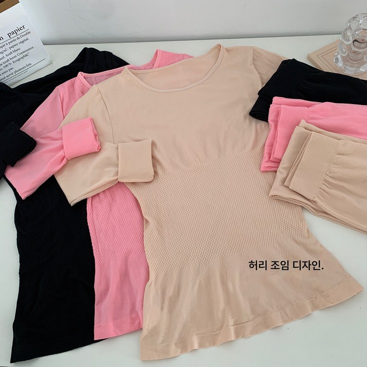 한국판 추동 슬림핏 라운드넥 빅 스판 허리 조임 디자인 핫 레깅스 세트