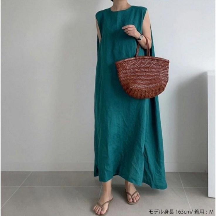 디아인앤일본 수출용 민소매 하이퀄리티 여름 린넨 원피스