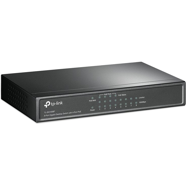 티피링크 8포트 기가비트 데스크탑 PoE 스위칭허브, TLSG1008P