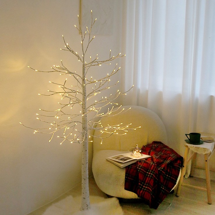 크리스마스 조화 장식 무드등 LED 자작나무 전구 트리 세트