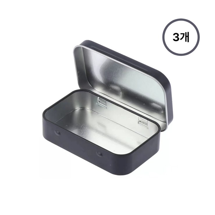 111 미니틴케이스 3P 사각 일체형 9.5x6x2.1cm, 3개, 블랙 111 미니틴케이스 3P 사각 일체형 9.5x6x2.1cm, 3개, 블랙