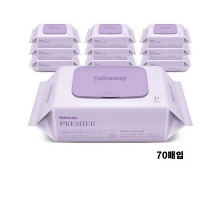 베베숲 프리미어 물티슈 캡형 70평량, 70개입, 10개