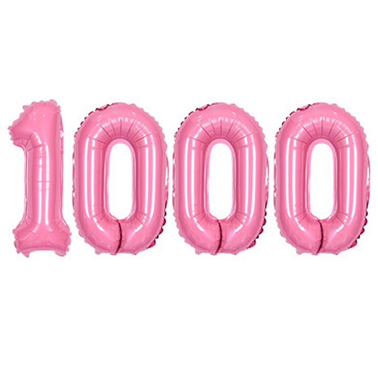 1000일풍선 JOYPARTY 숫자 1000 은박 풍선 대 세트, 핑크, 1세트