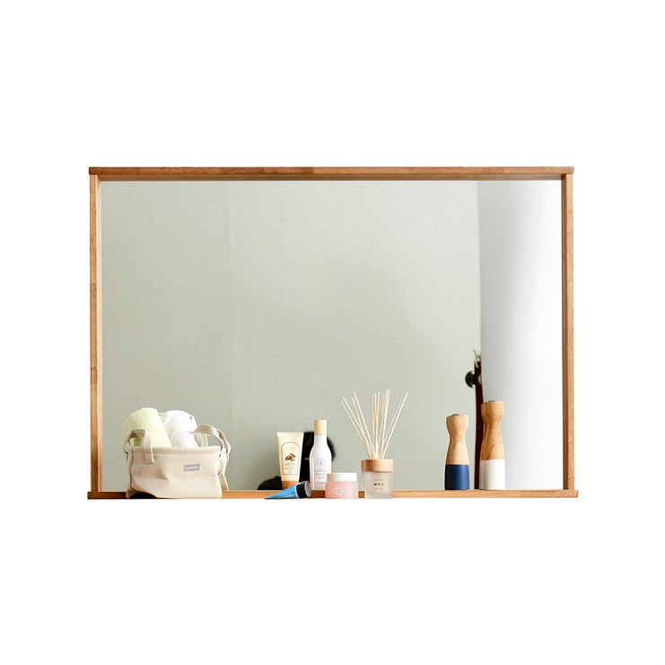 하프탑 고무나무 원목 화장대 거울, 단품