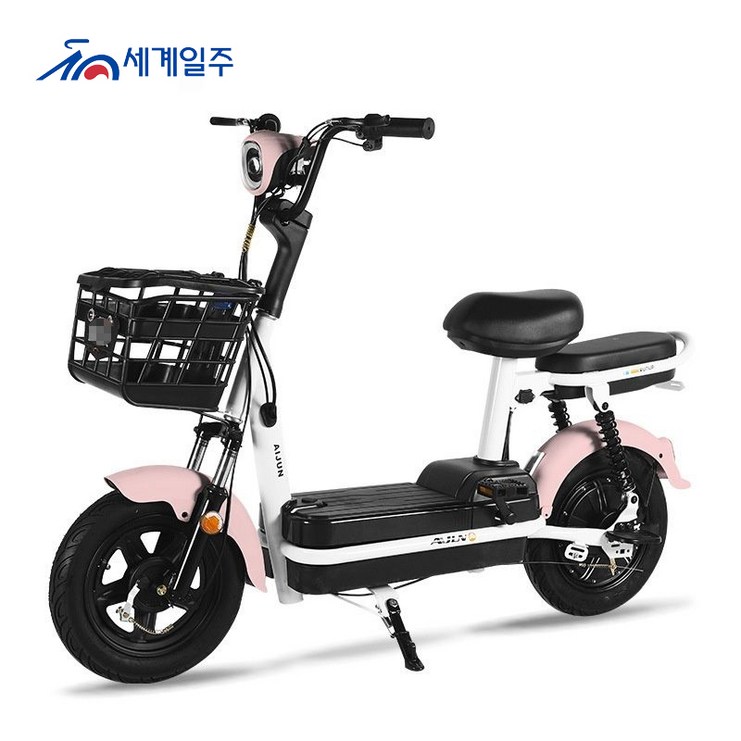 세계일주 성인 전기 자전거 48V 12A 30-40km 주행가능거리 여성용 전기자전거 CK22, 핑크