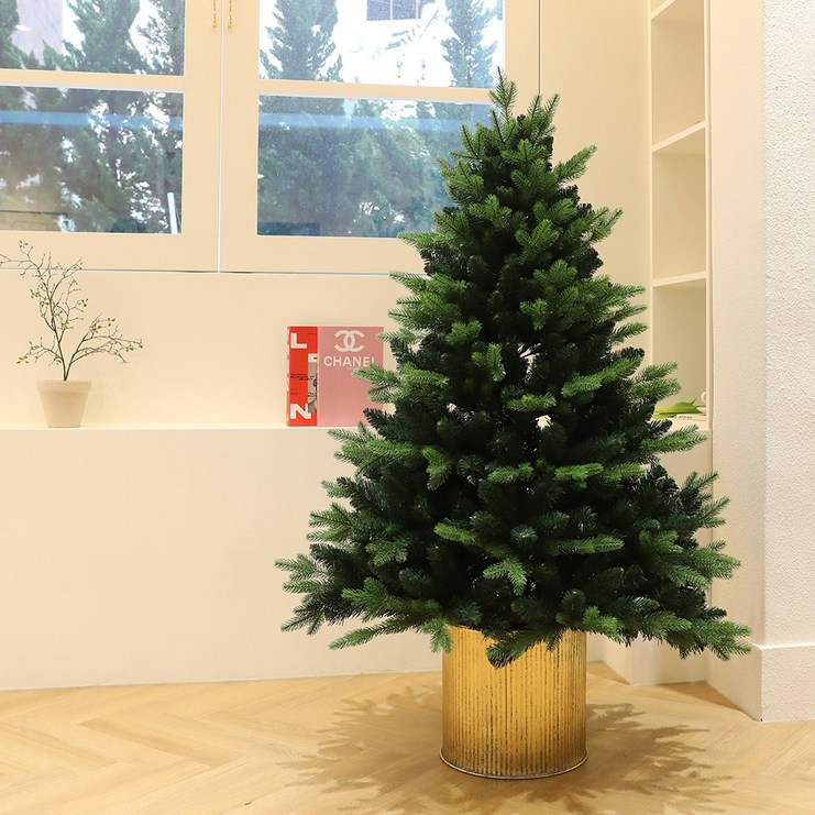 크리스마스 트리나무 무장식 전나무 혼합트리 프리미엄 골드화분트리 130cm, 단품