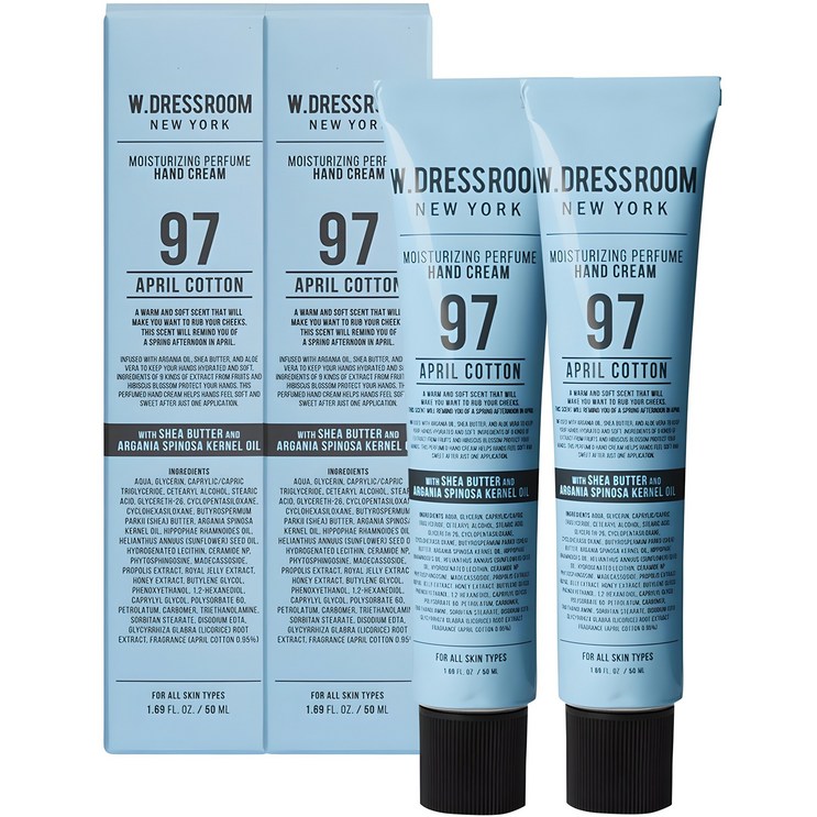 더블유드레스룸 퍼퓸 핸드크림 97 에이프릴코튼향, 50ml, 2개 더블유드레스룸 퍼퓸 핸드크림 97 에이프릴코튼향, 50ml, 2개