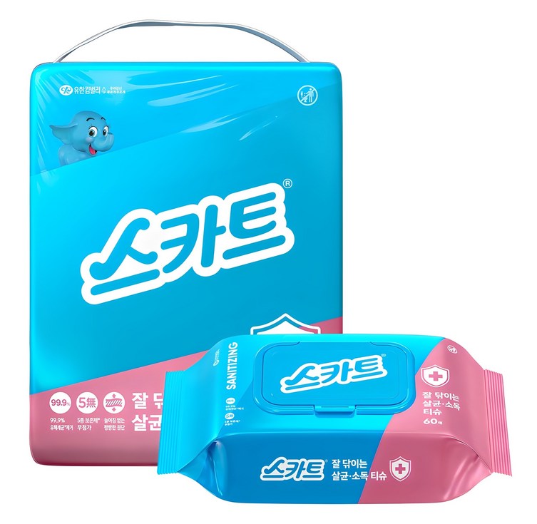스카트 잘 닦이는 살균 소독 티슈, 4개