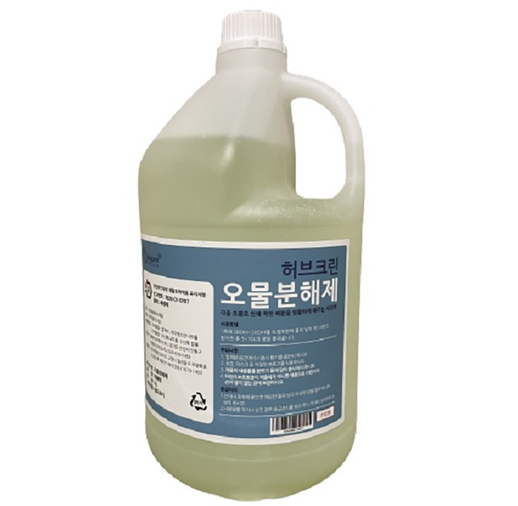 허브크린 오물분해제 하수구 배수구 세정제 머리카락 냄새 분해, 4L, 1개
