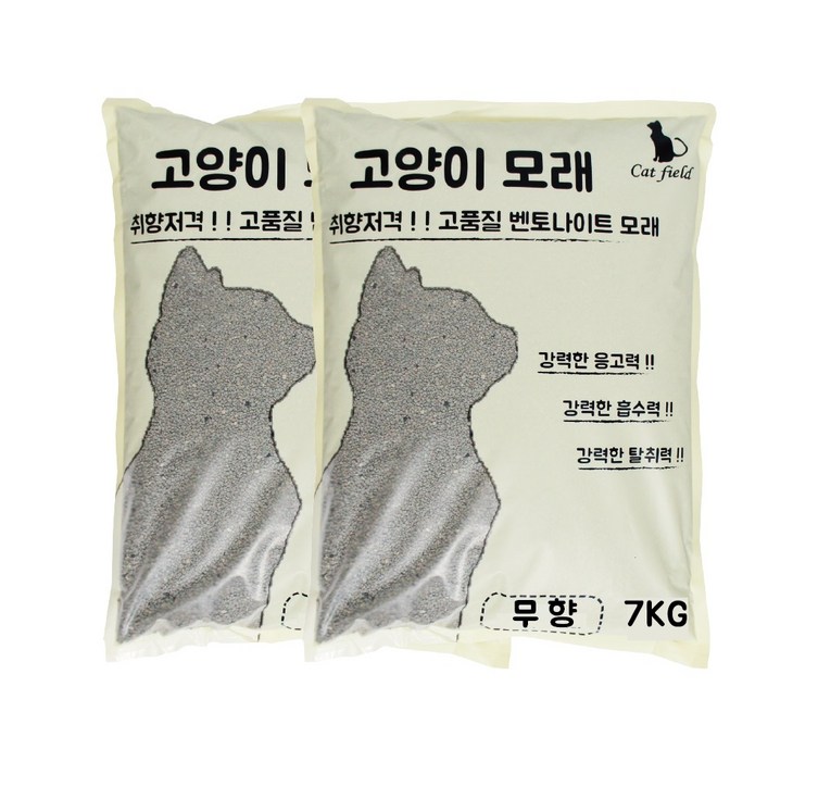 캣필드 벤토나이트 고양이모래 무향, 10L, 2개, 베이비파우더향