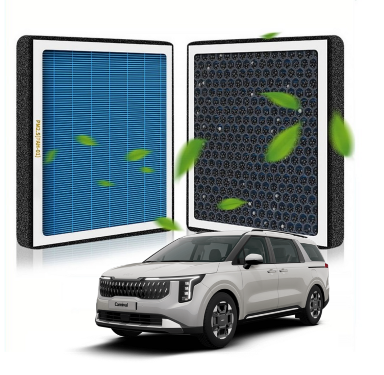 퓨어에어 4세대 카니발 KA4 에어컨필터 앞뒤세트활성탄 헤파 멀티호환, 1세트, PRE0103