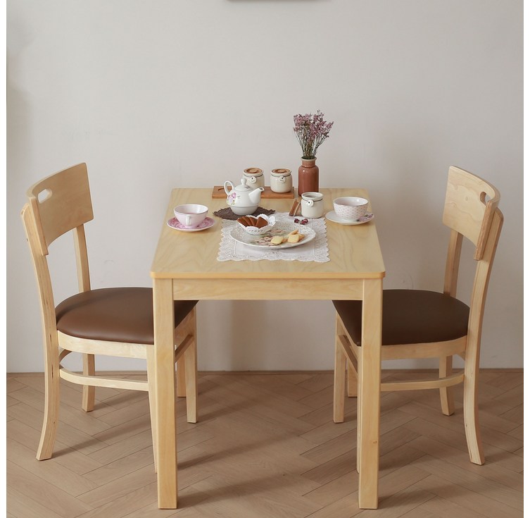 까미노디자인 네츄럴 원목 2인용 식탁세트 테이블1+의자2