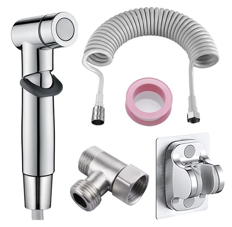 위드스타 욕실청소 코일호스 거치대 T벨브 스프레이건 풀세트