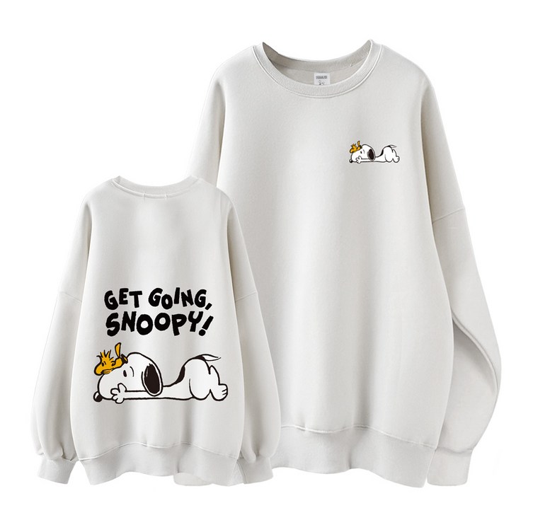 스누피 정품 남녀공용 오버핏 캐릭터 라운드 맨투맨 빅사이즈 데일리 티 루즈핏 커플 티셔츠 남자 여성 롱티 단체티 슬립
