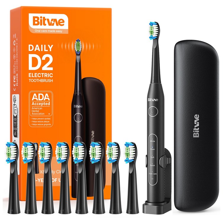 비트베이 D2 음파 전동칫솔 진동칫솔 스마트가압센서 칫솔모8개 Bitvae Amazon베스트, 8개