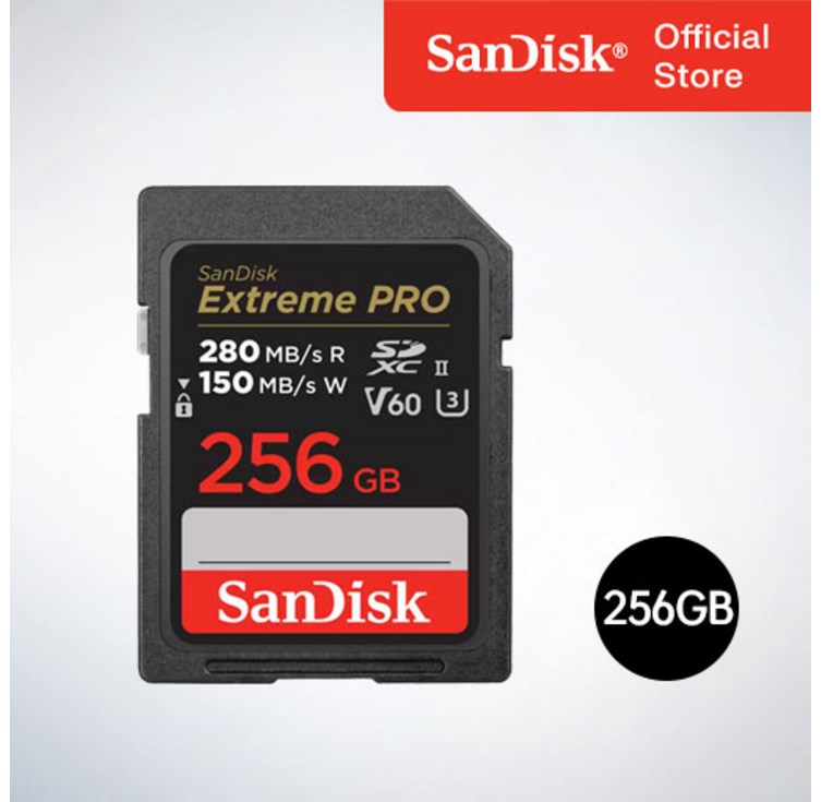 샌디스크코리아 공식인증정품 Extreme Pro 익스트림 프로 SDXC UHS2 SD메모리카드 UHSII V60 SDXEP 256GB 샌디스크코리아 공식인증정품 Extreme Pro 익스트림 프로 SDXC UHS2 SD메모리카드 UHSII V60 SDXEP 256GB