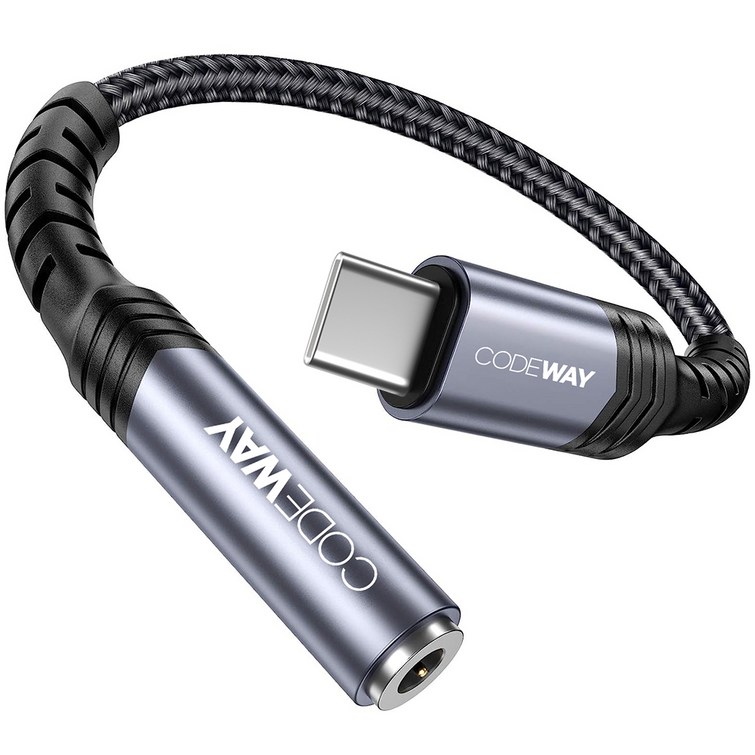 코드웨이 usb c타입 to 3.5 이어폰 싱글 젠더, 0.18m, 그레이싱글, 1개