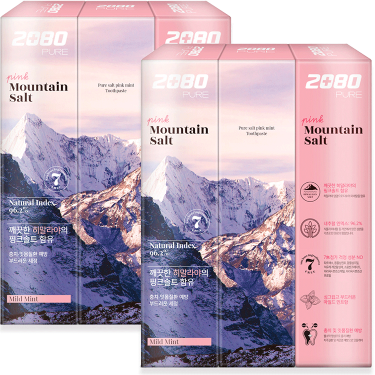 2080 퓨어 마운틴 솔트 마일드민트향 핑크 치약 2080 퓨어 마운틴 솔트 마일드민트향 핑크 치약
